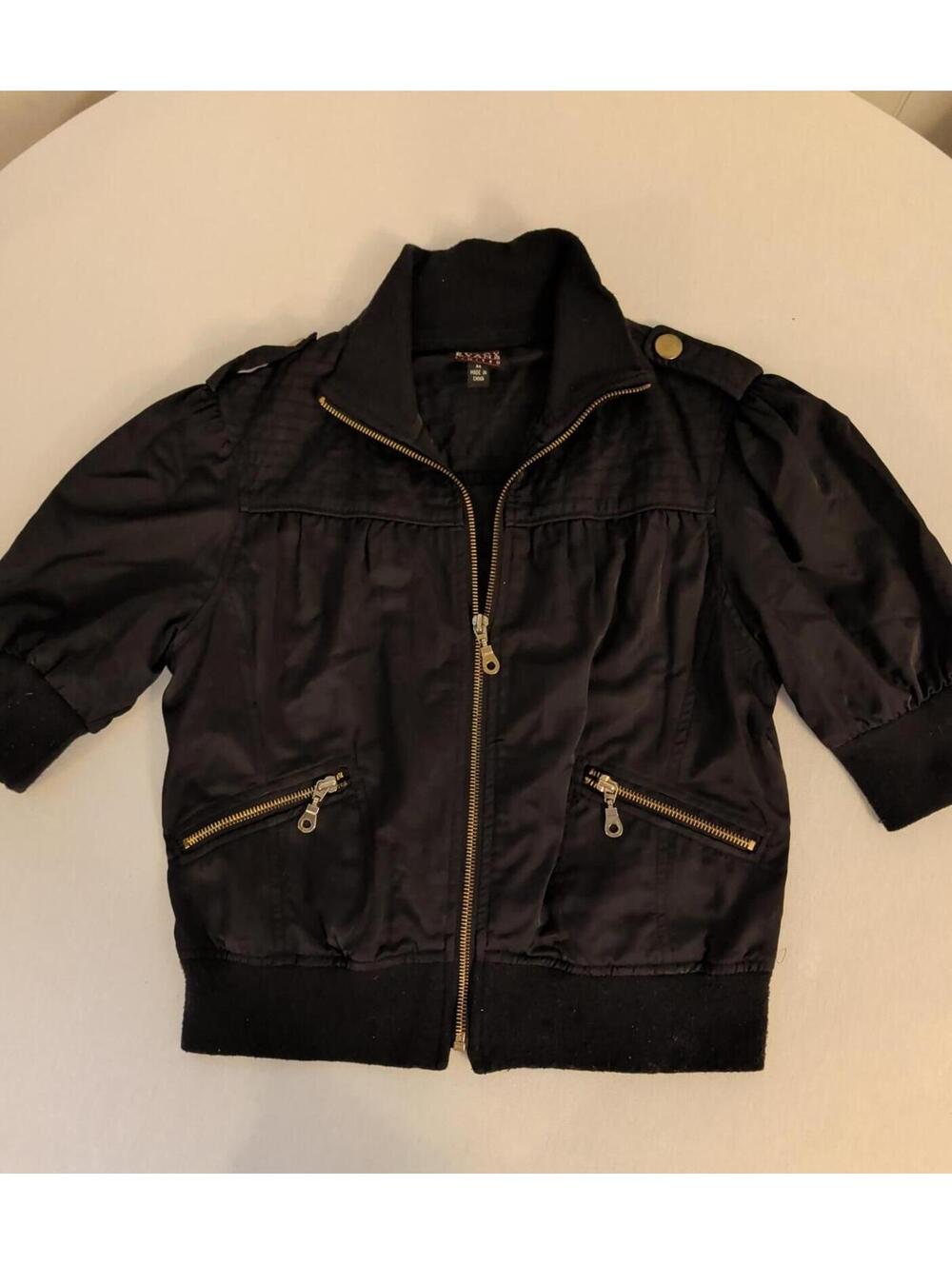 Tracy Evans Y2K Baddie Detailed Black Puff Sleeve Bomber Medium